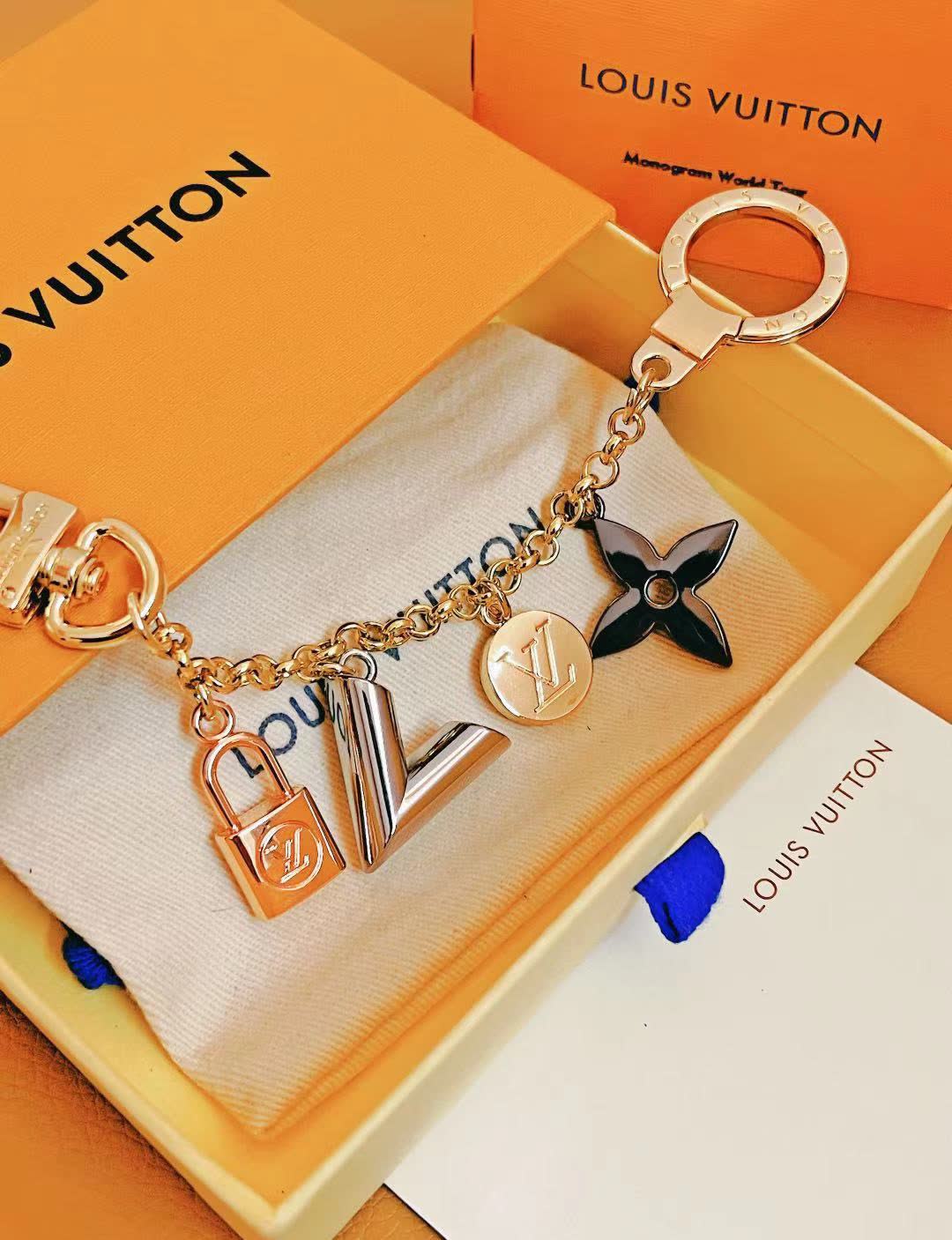 Louis Vuitton Keychain with Lock and Logo Charms